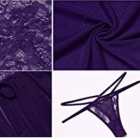 Sexy Lingerie Eyelash Lace Babydoll Deep V Mesh Sheer Chemise Christmas - Picture 4 of 6